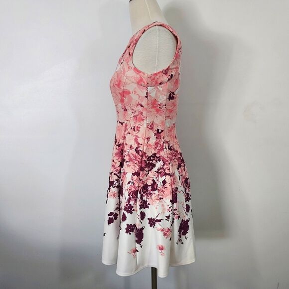 Danny and Nicole Dress Fit Flare Flowy Cutout Sleeveless Size 4P Floral Colorful - Picture 4 of 12